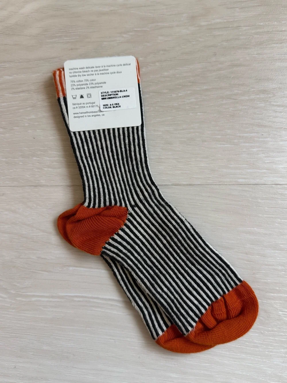 NWT Hansel From Basel Mini Umbrella Crew Socks Kids 4-5 yrs